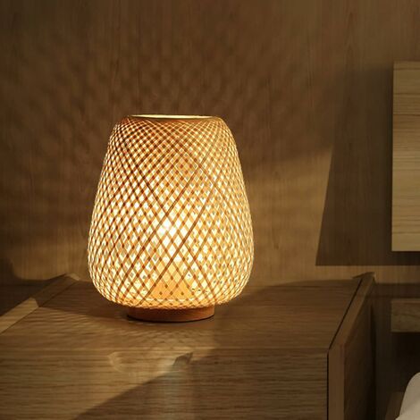 Bambus Geflochtene Laterne Tischlampe Nachttischlampe Im Einfachen Japanischen Stil, Dekorative Leuchtende Bambus-tischleuchte Mit Lampenschirm Für Schlafzimmer Und Wohnzimmer