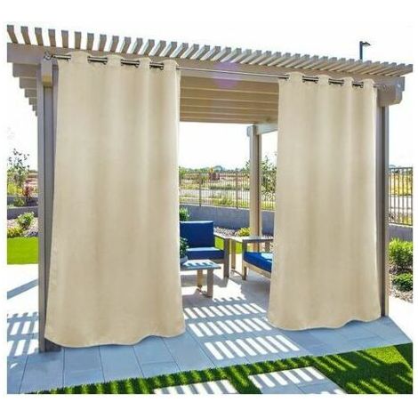 Außenvorhänge Für Garten, Patio Und Pavillon – Blickdichte, Winddichte Vorhänge Mit Uv-schutz, Schimmelresistent Und Isolierend, Mit Ösen, 132,1 X 213,4 Cm, 2 Panele, Beige
