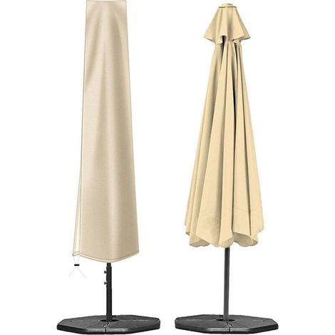Sonnenschirmabdeckung, Wasserdichte Und Uv-beständige Doppelschicht-schutzhülle Aus Robustem 210d Oxford-gewebe Mit Reißverschluss (190×30×50 Cm, Beige)