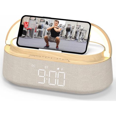 Bluetooth-lautsprecher Mit Kabellosem Laden, Fm-radio Und Led-nachtlicht, Ideal Für Zuhause, Schlafzimmer, Büro Oder Als Geschenk.