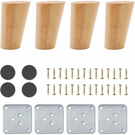 4er-set Holzmöbelbeine, 8 Cm Ersatzbeine Für Sofa, Couchtisch, Bett, Schrank, Bank, Tv-möbel, Kommode, Mit Zubehör (schräges Design) - Liaiki