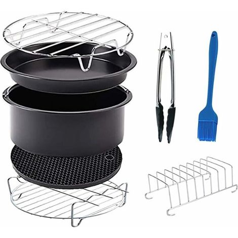 6'' Zubehör Für Heißluftfritteuse, 8-teiliges Universal-zubehörset Für Heißluftfritteusen Aller Marken (2,3-3,2l)