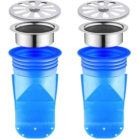 Einstellbarer Silikon-bodenablauf Mit Rückstauschutz, 2er-pack, Einwegventil Für Badezimmer-bodenabläufe (blau 95x45mm)