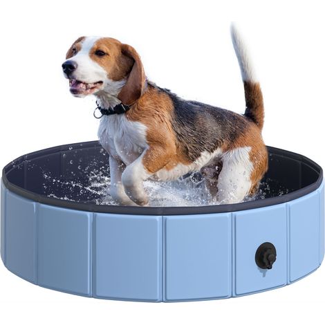 Faltbarer Pool Für Hunde Und Katzen, Ø80x20 Cm, Tragbares Haustierbadewanne, Rutschfestes Pvc, Vielseitig Einsetzbar, Blau