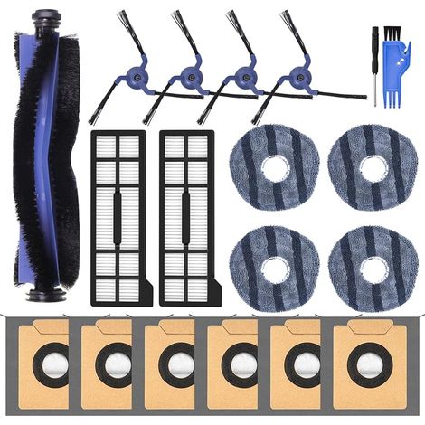 19-teiliges Ersatz-zubehör-set Kompatibel Mit Eufy X10 Pro Omni, 1 Hauptbürste, 4 Wischpads Aus Stoff, 4 Seitenbürsten, 2 Hepa-filter, 6 Staubbeutel