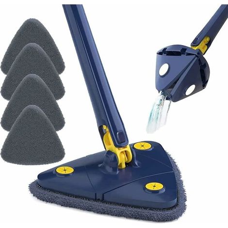 Staubwischer Und Bodenreiniger, 360° Drehbarer Reinigungswischmopp Mit 5 Mikrofasertüchern, Automatische Wasserpressfunktion Für Decken Und Böden, Blau