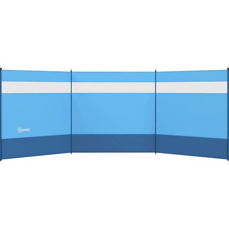 Tragbarer, Faltbarer Camping-windschutz Mit Transporttasche Und Stahlstangen, Maße 440 Cm X 140 Cm, Blau