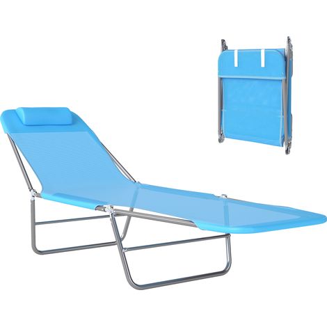 Klappbarer Liegestuhl Mit Verstellbarer Rückenlehne Und Kissen, 182 X 56 X 24,5 Cm