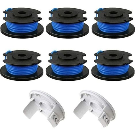 Ersatzspule Für Ryobi One+ Rasentrimmer Ac14rl3a 18 V, 24 V, 40 V, Ersatzspule Für Fadenmäher 1,65 Mm, 3,35 M Für Rasentrimmer (6 Spulen + 2 Kappen) - Liaiki