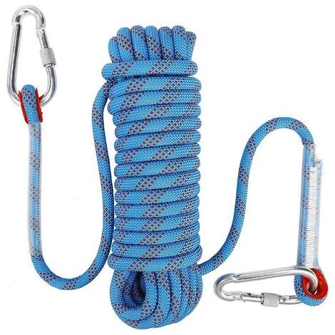 Kletterseil Mit Sicherheitskarabiner, Statisch, 10 Mm, Polyester-bergsteigerseil, Rettungsseil Für Wandern, Bergsteigen, Gebirge, 10 M