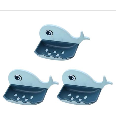 Bohrfreie Seifenschale, Cartoon-seifenschale, Badezimmer, Fitnessstudio, Schulbar, Unverzichtbar Zum Waschen Und Duschen, Zweischichtiger Kunststoff Mit Abnehmbarem Filter (blau), 3er-pack