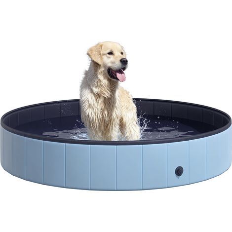 Hundepool, Faltbarer Pvc-planschbecken, Rutschfest, Leicht Zu Reinigen, Durchmesser 160 Cm, Höhe 30 Cm, Blau