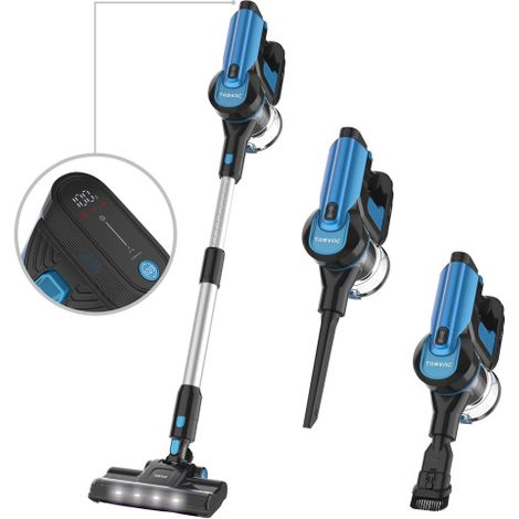 Kabelloser Stielstaubsauger Tasvac S8 Blau Mit Led-display Und Weicher Walzenbürste