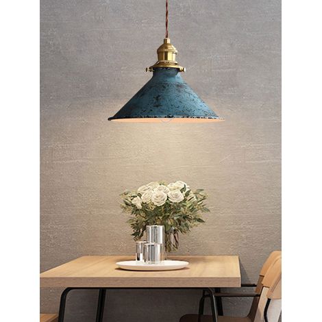 Nordischer Retro-metall-leuchter, E27 Metallkäfig-deckenleuchte, Industrielle Retro-pendelleuchte, Blaue Deckenleuchte Im Retro-stil