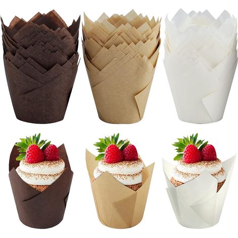 Satz Von 150 Papier-muffinförmchen, Tulpenförmige Backpapier-tassen Für Cupcakes Und Muffins, Ideal Für Hochzeiten, Geburtstage, 5 Cm