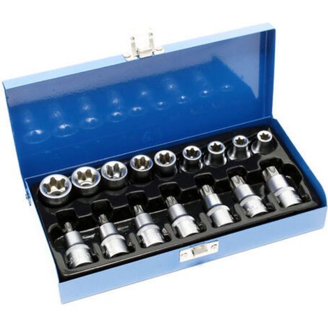 16-teiliges Set Mit Innentorx-steckschlüsseleinsätzen, ½"-antrieb, Aus Chrom-vanadium-stahl, Im Koffer