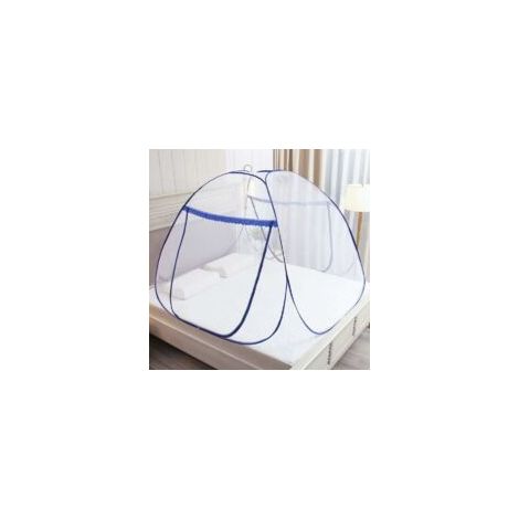 Pop-up-moskitonetz Für Doppelbett, Mit Doppelter Reißverschluss-tür, Tragbares Zelt, Reisemoskitonetz, Einfache Und Schnelle Installation, Blau 150x200x180 Cm