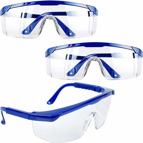 Sicherheitsbrille, 3 Stück Beschlagfreie Schutzbrillen Mit Blauem Rahmen, Uv-schutz Für Kinder Und Erwachsene, Mit Pc-linsen Und Extra Dicken Gläsern Für Outdoor-aktivitäten