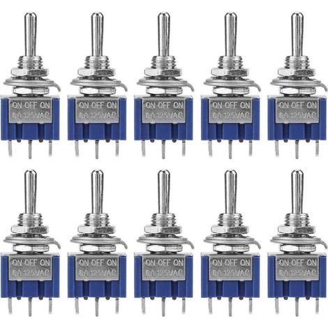 Satz Mit 10 Kippschaltern 6a 125vac – 3-stufiger Schalter Mit 3 Pins – Knopfdurchmesser 6 Mm Für Elektronikprojekte