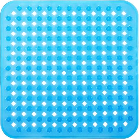 Blau Duschbadematte, 53x53cm Rutschfeste Badewannenmatte, Quadratische Duschmatte Mit Saugnäpfen, Rutschhemmende Matte, Maschinenwaschbar