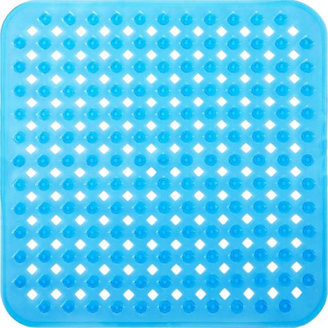 Blau Badematte Für Dusche, 53x53cm Rutschfeste Badewannenmatte, Quadratische Duschmatte Mit Saugnäpfen, Rutschhemmende Matte, Maschinenwaschbar