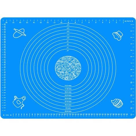 19,7''x15,8'' Antihaft- Und Rutschfeste Silikon-backmatte 50x40cm Fondant-teppich Mit Messskala, Bpa-frei (blau)