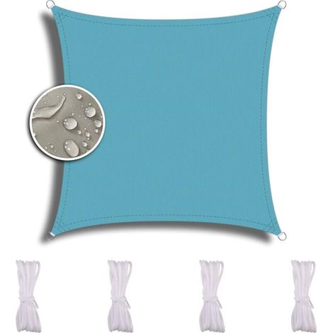 Quadratisches Schattensegel Für Balkon, 2,5x2,5 M, Für Garten, Terrasse Und Camping, Aus Hydrophobem Pes-polyester, Uv-schutz, Farbiges Schattensegel – Himmelblau
