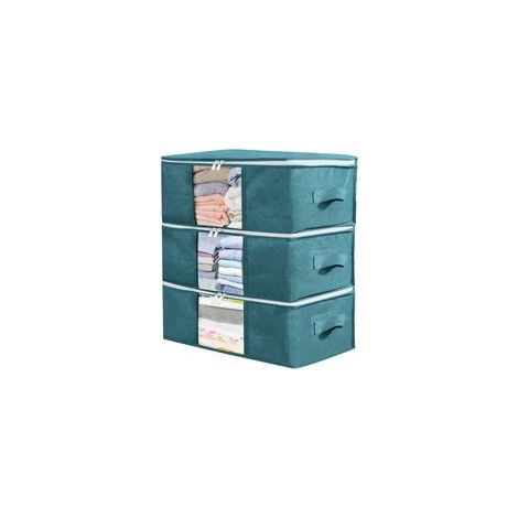 3er-pack (blau) Kleideraufbewahrungsbeutel, Unterbett-aufbewahrungsbox Für Kleidung, Stoff-kleiderorganizer Zum Verstauen Von Bettdecken, Kleidung Und Bettwäsche, Wasserdicht, 48 X 35 X 20 Cm