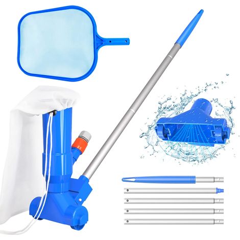 Poolsauger-set Mit Poolreinigungsaspirator Und Skimmer, 5 Griffstangen, Laubsack – Tragbares Reinigungsset Für Aufstellpools, Becken Und Brunnen