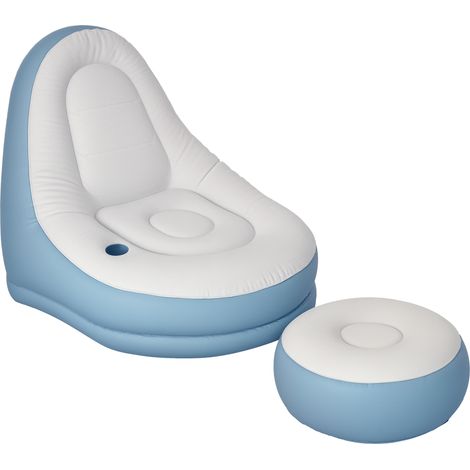 Aufblasbarer Sessel, Outdoor-stuhl, 125 X 100 X 87 Cm, Weiß Und Blau