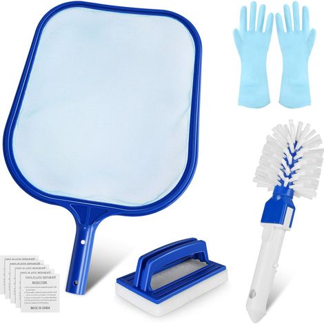 Schwimmbad-reinigungsset, Whirlpool-reinigungsset, Schwimmbad-wartungszubehör Mit Kescher, Bürste, Handschuhen Und Reparaturflicken Für Pool, Jacuzzi, Spa Und Brunnen