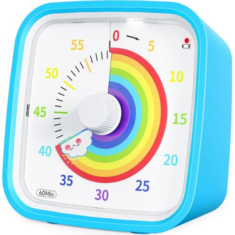 Visueller Regenbogen-timer Mit Schutzhülle, 60-minuten-countdown-timer Für Kinder Und Erwachsene (regenbogen-blau)