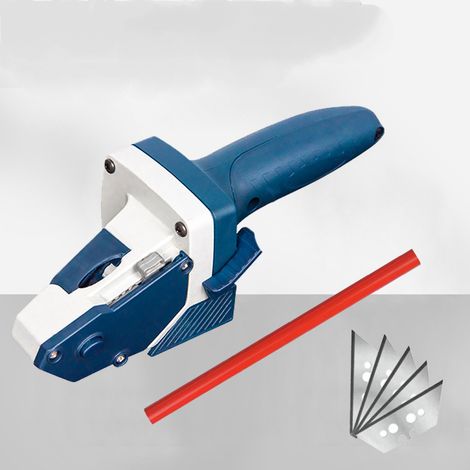 Ein Werkzeug Zum Schneiden Von Blauen Gipskartonplatten, Bestehend Aus 5 Klingen Und Einem Stift Für Die Bearbeitung Von Gipskartonplatten Im Tischlerhandwerk.