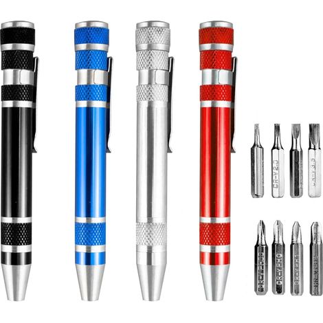 Set Aus 4 Multifunktionalen Mini-schraubendrehern, 8-in-1, Praktisches Werkzeug, Tragbarer Magnetischer Schraubendreher