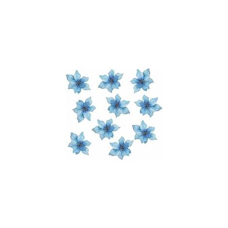 Künstliche Weihnachtsblumen Für Hochzeit, Weihnachtsbaum-dekorationen Mit Glitzer (10 Stück) (blau)