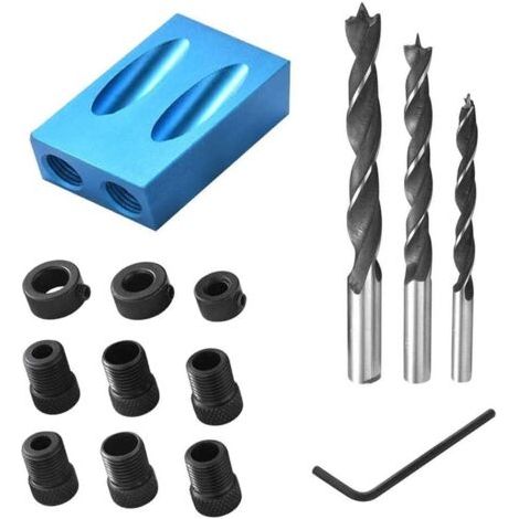 14-teiliges Bohrlehren-set, 15° Schräge Bohrhilfe Für Die Holzbearbeitung, Aluminiumlegierung-winkelbohrpositionierer Mit Adapter Für 6/8/10 Mm Löcher