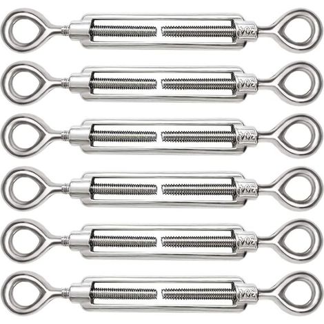 6 Stück Kabelspanner M5, Edelstahl 304, Verstellbar, Mit Öse Und Haken Für Stahlseil Und Drahtseil, Zubehör