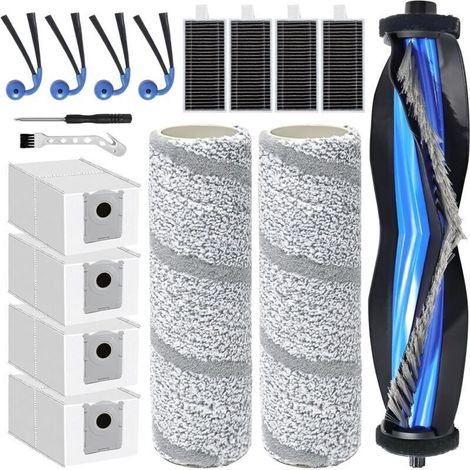 Zubehör Für Ecovacs Deebot X11 Pro Omni / X11 Pro / X11 / X9 Pro Omni Saugroboter, Ersatzteile: 1 Hauptbürste, 2 Rotationsbürsten, 4 Staubbeutel, 4 Seitenbürsten, 4 Filter