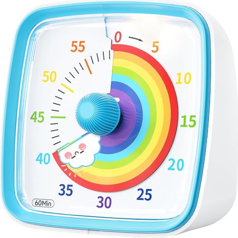 Visueller Timer Für Kinder Und Erwachsene, 60-minuten-countdown-timer Mit Leiser Blitzfunktion, Regenbogenmuster, Kindertimer Für Klassenzimmer, Zuhause, Küche (blau)