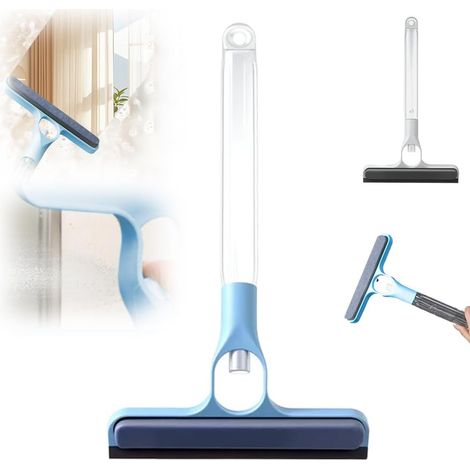 3-in-1-glasreiniger, Glasreinigungswerkzeug, Duschabzieher (blau, Kurzer Griff - 1 Stück)