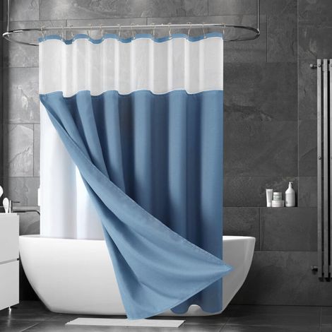 Duschvorhang 180 X 180 Cm Blau Duschvorhang 2 Schichten Wasserdicht Bedruckt Polyester Duschvorhang