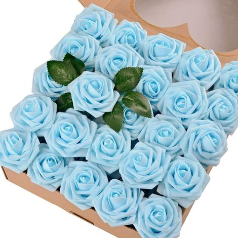 5er-pack Realistische Künstliche Rosen Mit Stiel Für Hochzeitssträuße, Tischdekorationen, Partyarrangements, Babypartys Und Innendekoration (50 Blau)