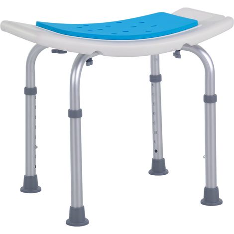 Duschhocker Aus Aluminiumlegierung Und Rutschfestem Kunststoff, Höhenverstellbar In 6 Stufen (39-52 Cm), Blau