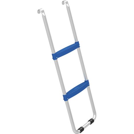 Trampolinleiter Mit 2 Breiten Stufen Und Universellem Haken, Rahmen Aus Verzinktem Stahl, Tragkraft 150 Kg, 97x32x7 Cm, Blau