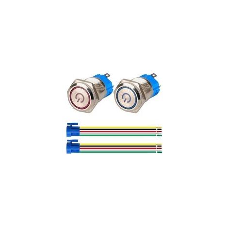 2 Stück Verriegelnder Drucktastenschalter 1no1nc Aus Edelstahl, Wasserdicht, 220v-230v/5a, Beleuchteter Led-schalter Mit Steckdose, Passend Für 16mm Montageloch (blau+rot)