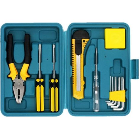 12-teiliges Werkzeugset - Haushalts-werkzeugtasche Mit Kunststoff-werkzeugkoffer (kleine Größe)