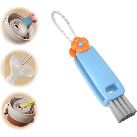 Blaue Reinigungsbürste Für Flaschenverschlüsse, Maße: 12,8 X 2,4 X 2 Cm, 1 Stück, Multifunktionale 3-in-1-bürste Für Tassenverschlüsse