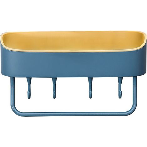 Aufbewahrungsregal Für Badezimmer, Blau, 27 X 10,5 X 11 Cm, 1 Stück, Ohne Bohren, Für Badezimmertür, Duschgel Mit Haken