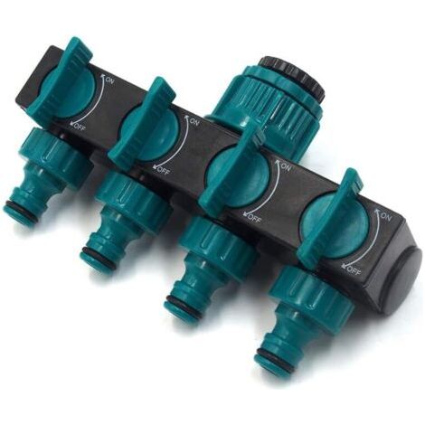 Äußerer Wasserhahnadapter Mit 4 Wegen Für Gartenschläuche, 4-wege-schlauchverteiler, 4-wege-schlauchanschluss Für Gartenbewässerung Und Bewässerung (blau)