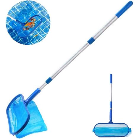 Jeder Test Pool-skimmer, 120cm Pool-reinigungsnetz Mit Feinem Mesh Und Teleskopischem Rechen Für Pool, Garten, Teich, Springbrunnen, Badewannen